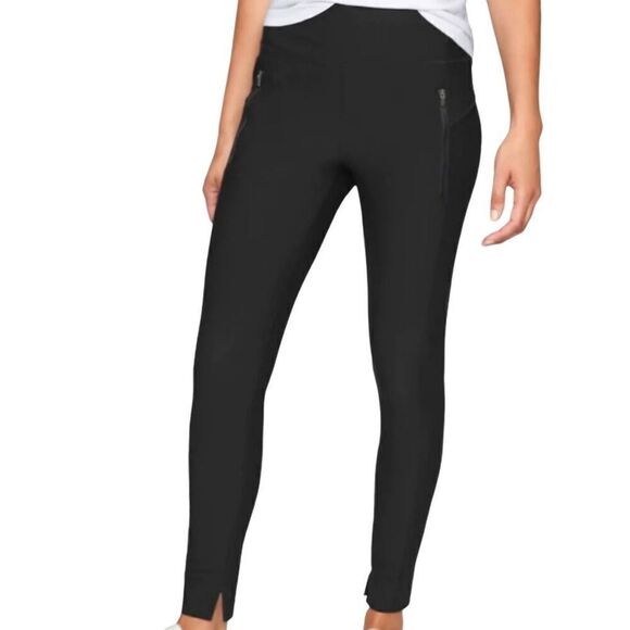 Athleta Stellar Tights Women's XS Black Notched Zip Pockets Comfort - Picture 1 of 5